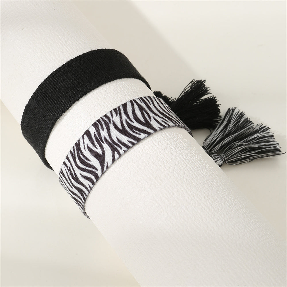 retro stripe fabric tassel braid unisex bracelets By Trendy Jewels