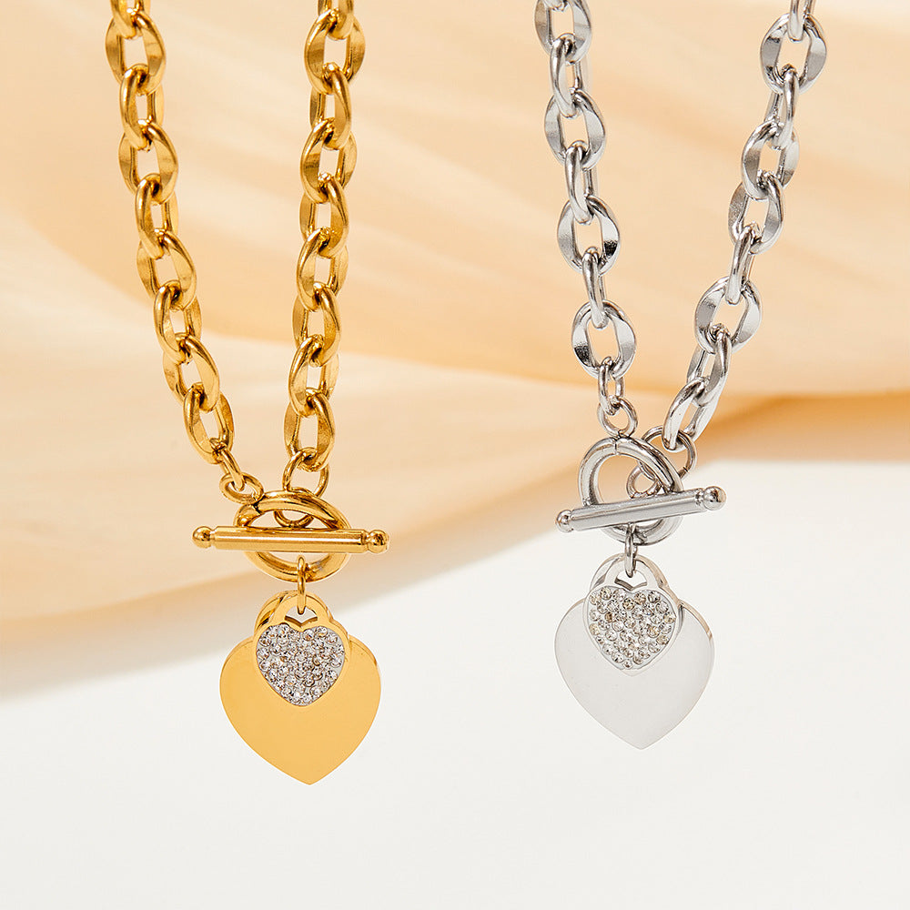 fashion heart shape stainless steel titanium steel plating inlay zircon bracelets earrings necklace By Trendy Jewels