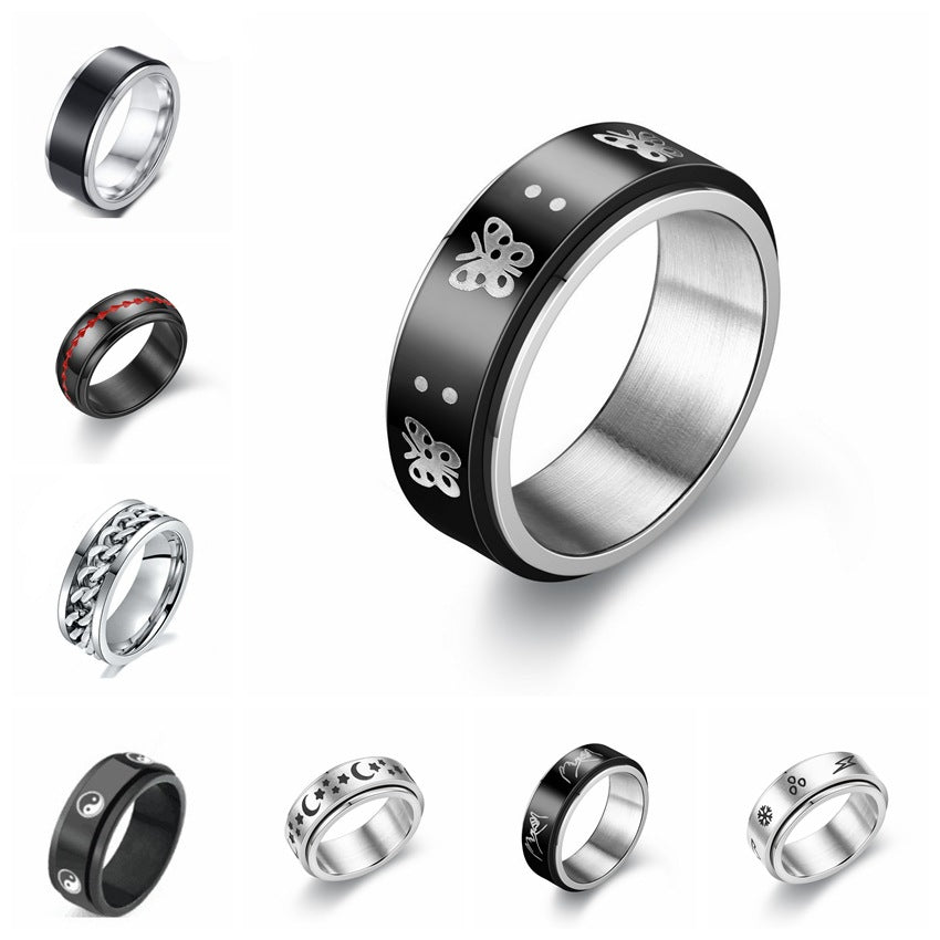 titanium steel rotating ring male rotating decompression anti-anxiety ring By Trendy Jewels