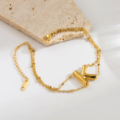 ig style simple style letter stainless steel plating 18k gold plated bracelets By Trendy Jewels