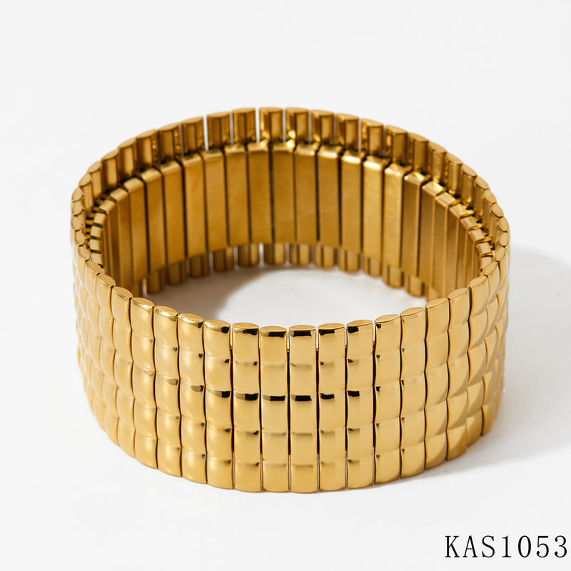 Modern Style Stripe 304 Stainless Steel 16K Gold Plated White Gold Plated Gold Plated Bangle In Bulk By Trendy Jewels