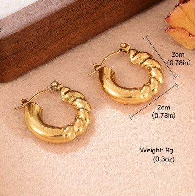 1 Pair Casual Vintage Style Twist Stainless Steel Earrings By Trendy Jewels