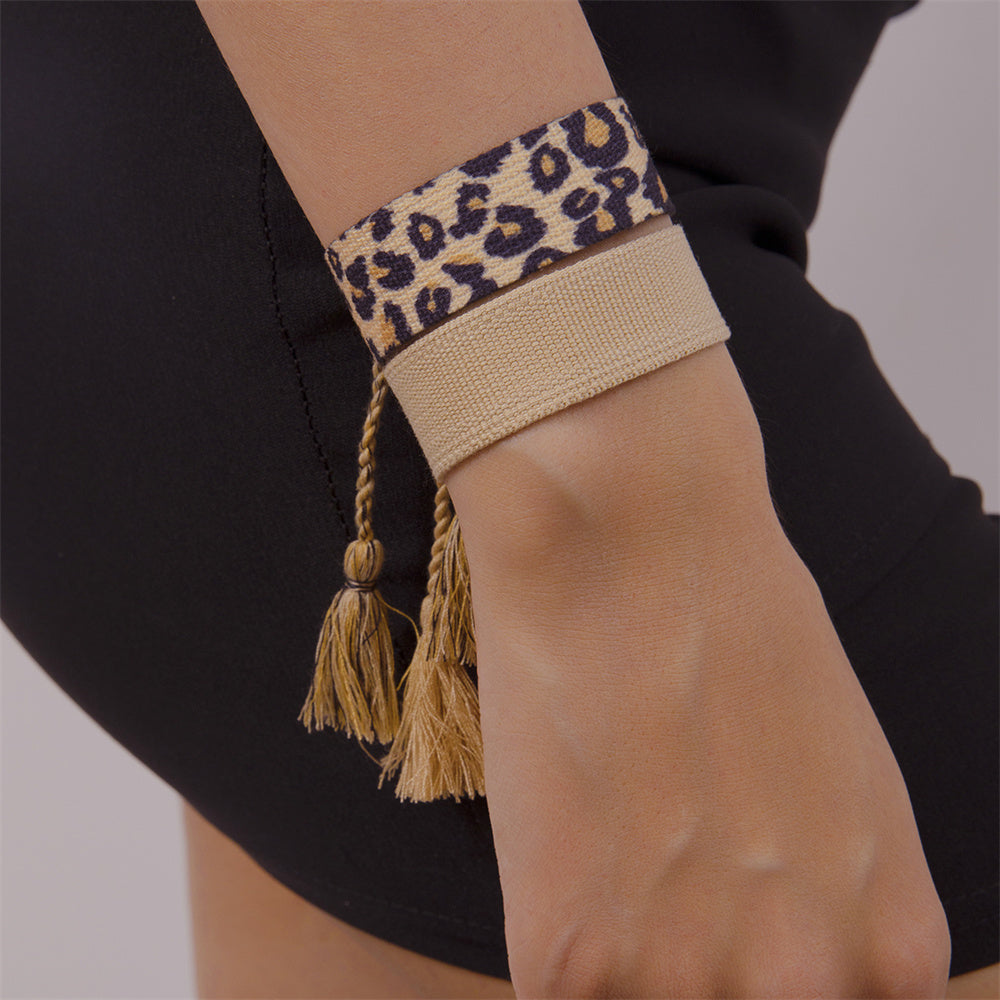 retro stripe fabric tassel braid unisex bracelets By Trendy Jewels