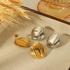 1 Pair Retro Formal Classic Style Solid Color Plating 304 Stainless Steel 18K Gold Plated Ear Studs By Trendy Jewels