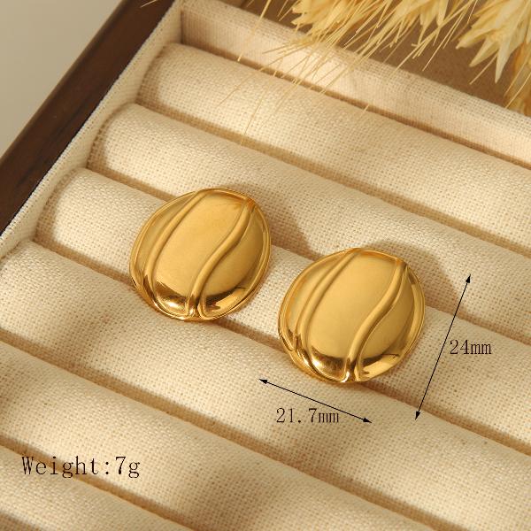 1 Pair Retro Formal Classic Style Solid Color Plating 304 Stainless Steel 18K Gold Plated Ear Studs By Trendy Jewels