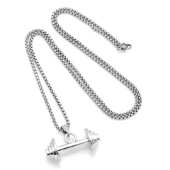 hip-hop punk dumbbell stainless steel alloy plating unisex pendant necklace long necklace By Trendy Jewels