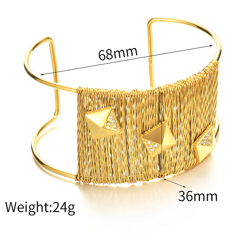 Stainless Steel Vintage Style Exaggerated Solid Color Polishing Plating Bangle By Trendy Jewels