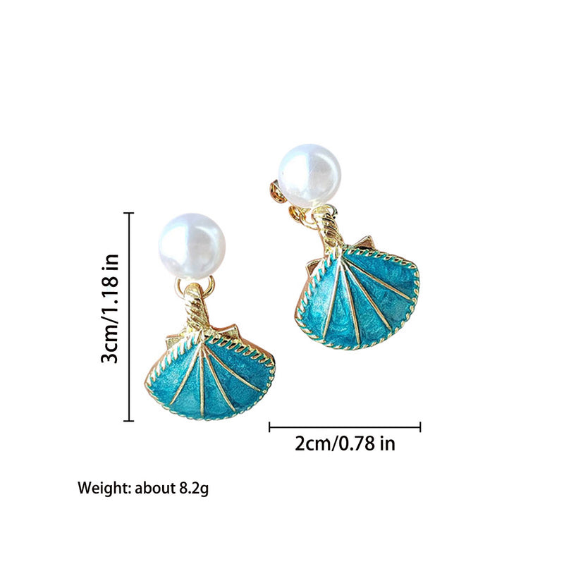 1 Pair Elegant Romantic Ocean Pearl Shell Inlay Titanium Steel Pearl Shell Drop Earrings By Trendy Jewels