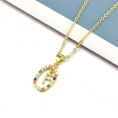 simple style letter stainless steel plating inlay zircon pendant necklace By Trendy Jewels