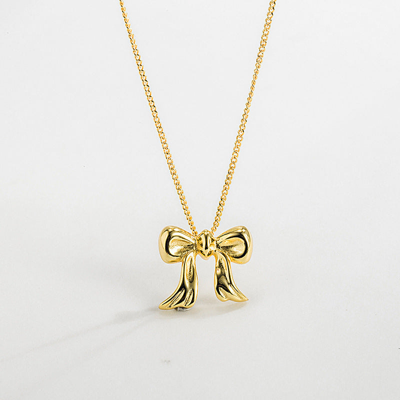 Copper Gold Plated Simple Style Classic Style Bow Knot Plating Pendant Necklace By Trendy Jewels