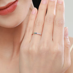 cute rainbow sterling silver plating inlay zircon 14k gold plated rhodium plated rings By Trendy Jewels