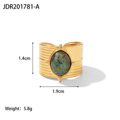 retro geometric stainless steel irregular gold plated open ring By Trendy Jewels