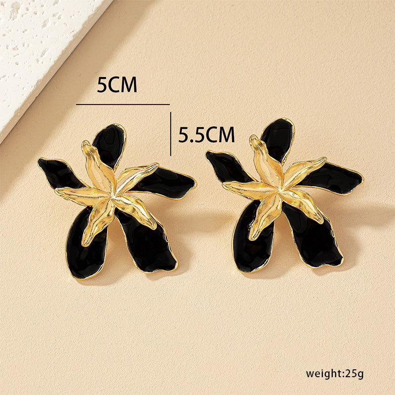 1 pair simple style classic style flower plating metal gold plated ear studs By Trendy Jewels