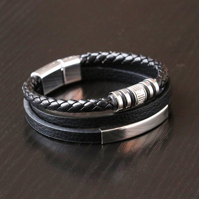 original design solid color pu leather men's bracelets By Trendy Jewels