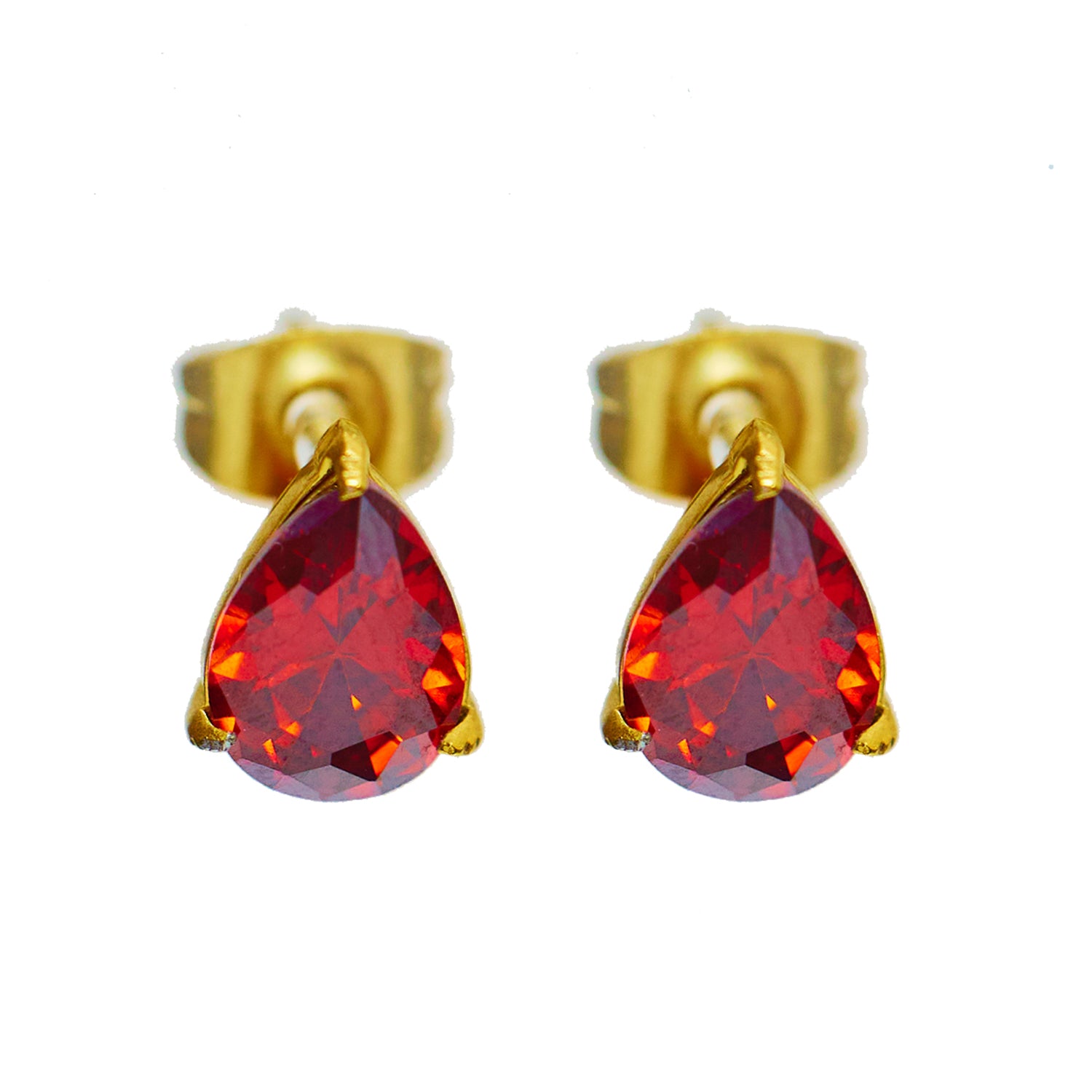 1 Pair French Style Water Droplets Inlay Titanium Steel Zircon 18K Gold Plated Ear Studs By Trendy Jewels