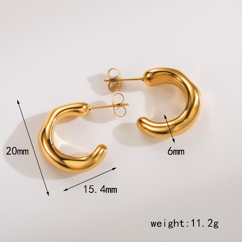 1 Pair Casual Basic C Shape 304 Stainless Steel 18K Gold Plated Ear Studs By Trendy Jewels