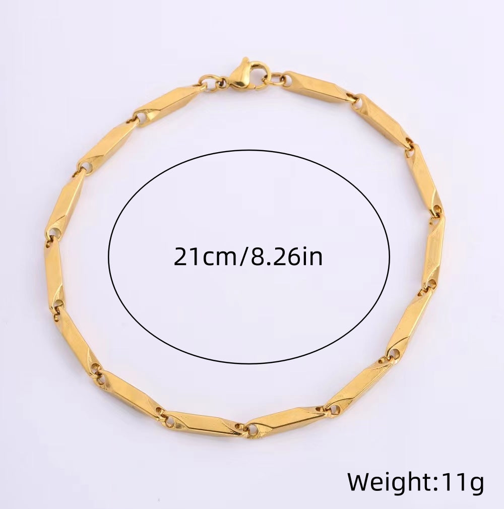 Hip-Hop Streetwear Solid Color Titanium Steel 18K Gold Plated Unisex Bracelets By Trendy Jewels