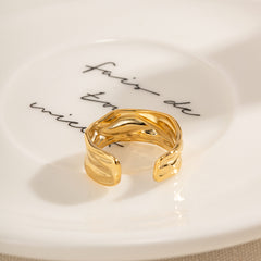 ig style irregular stainless steel 18k gold plated open ring in bulk By Trendy Jewels