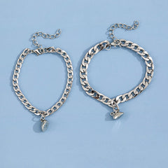 fashion solid color stainless steel bracelets heart stainless steel bracelets 2 pieces By Trendy Jewels