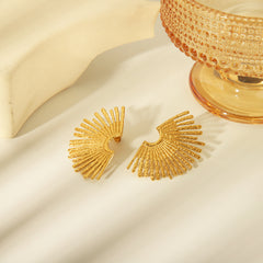 1 Pair Retro Exaggerated Sun Solid Color Plating 304 Stainless Steel 18K Gold Plated Ear Studs By Trendy Jewels