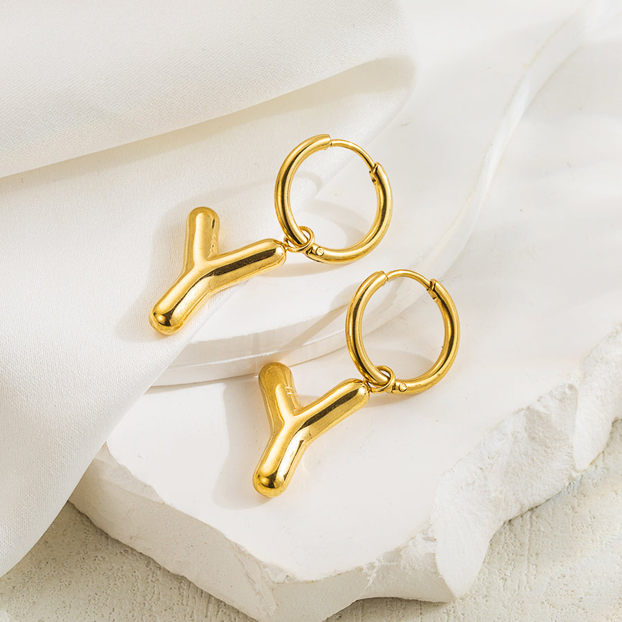 1 pair simple style letter plating stainless steel 18k gold plated ear clip By Trendy Jewels