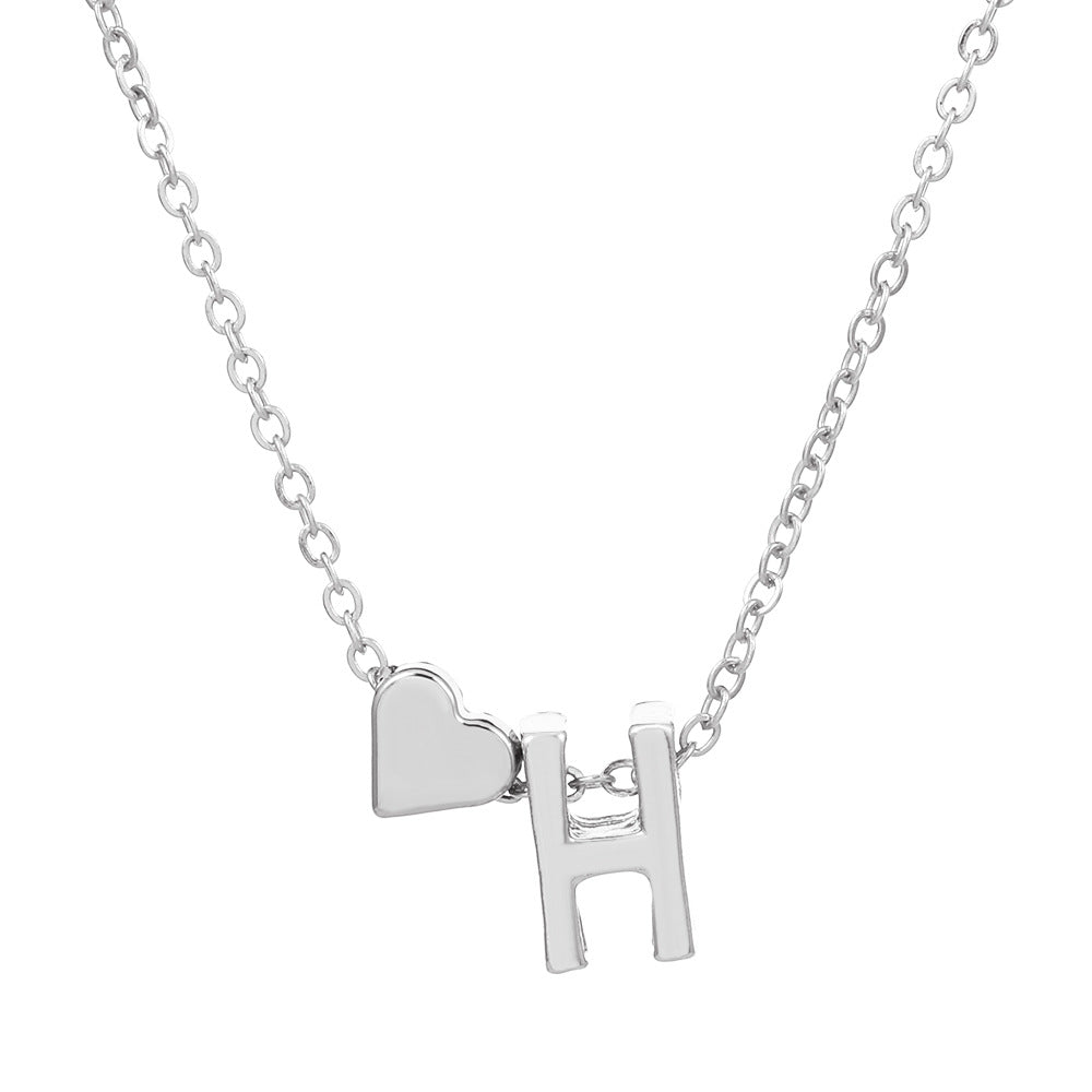 fashion love 26 english alphabet simple alloy necklace nhdp148728 By Trendy Jewels