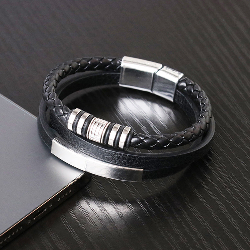 original design solid color pu leather men's bracelets By Trendy Jewels