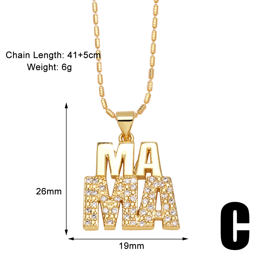 Copper 18K Gold Plated Simple Style Classic Style Plating Inlay Letter Zircon Pendant Necklace By Trendy Jewels