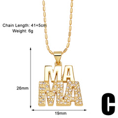 Copper 18K Gold Plated Simple Style Classic Style Plating Inlay Letter Zircon Pendant Necklace By Trendy Jewels