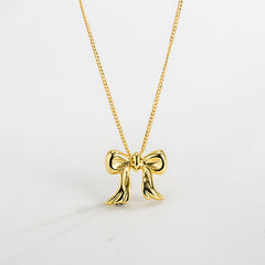Copper Gold Plated Simple Style Classic Style Bow Knot Plating Pendant Necklace By Trendy Jewels