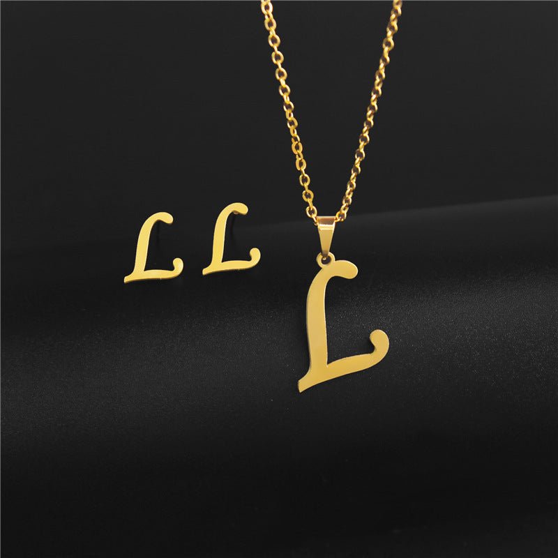 simple style letter stainless steel polishing no inlaid By Trendy Jewels