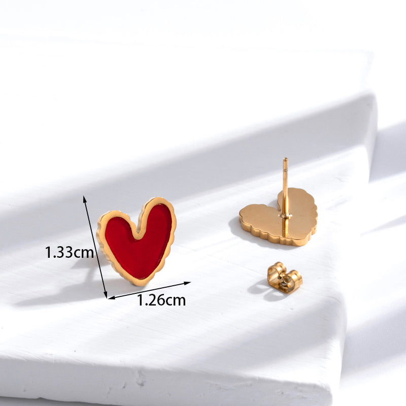 sweet simple style heart shape stainless steel plating inlay zircon 18k gold plated bracelets earrings necklace By Trendy Jewels