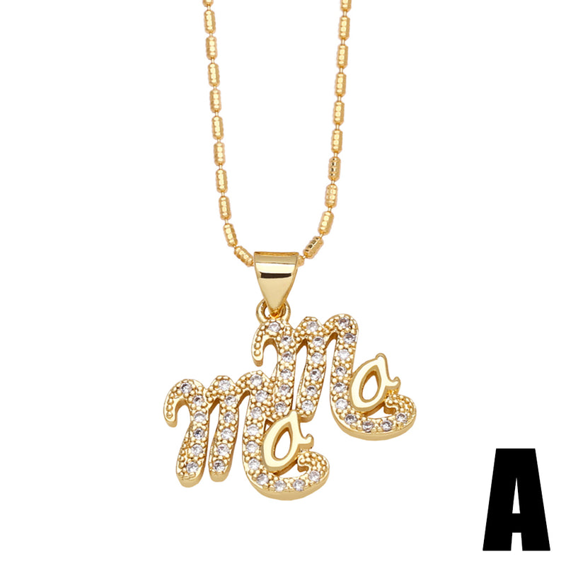 Copper 18K Gold Plated Simple Style Classic Style Plating Inlay Letter Zircon Pendant Necklace By Trendy Jewels