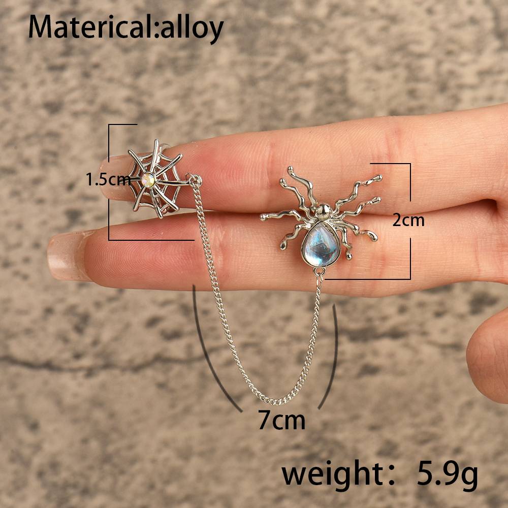 1 pair fashion spider spider web alloy plating inlay artificial gemstones women's drop earrings By Trendy Jewels