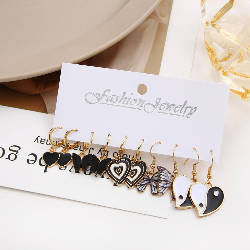 1 set retro ethnic style gossip heart shape butterfly arylic alloy earrings By Trendy Jewels