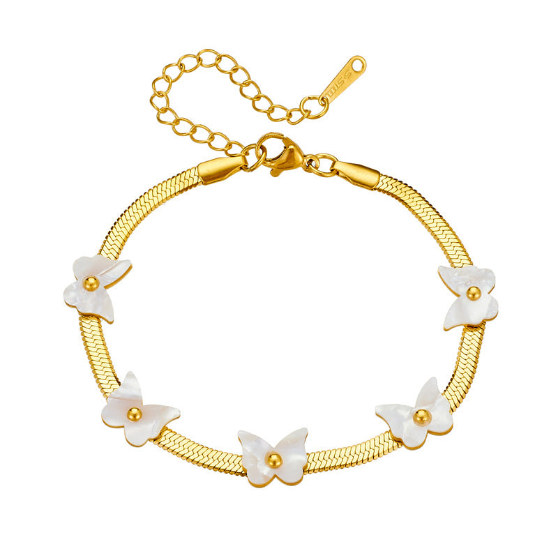 sweet flower butterfly titanium steel plating bracelets By Trendy Jewels