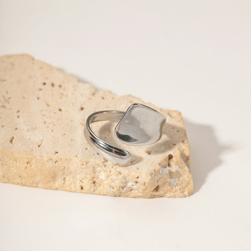 ins style streetwear geometric stainless steel asymmetrical open ring By Trendy Jewels