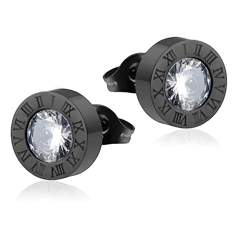 1 Pair Simple Style Letter Plating Inlay Titanium Steel Rhinestones Ear Studs By Trendy Jewels