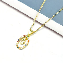 simple style letter stainless steel plating inlay zircon pendant necklace By Trendy Jewels