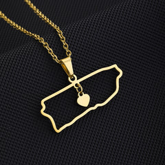 Stainless Steel Casual Simple Style Plating Hollow Out Map Heart Shape Pendant Necklace Long Necklace By Trendy Jewels