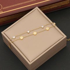Stainless Steel 18K Gold Plated Basic Classic Style Heart Shape Inlay Glass Stone Bracelets By Trendy Jewels