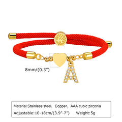 ig style letter rope copper zircon 18k gold plated women's drawstring bracelets By Trendy Jewels