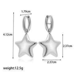 304 Stainless Steel 18K Gold Plated French Style Simple Style Star Earrings Necklace By Trendy Jewels