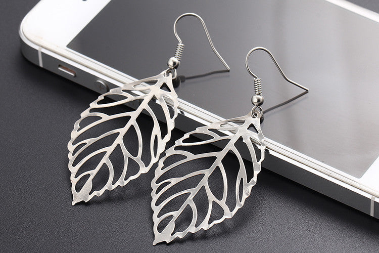 fashion leaf plating alloy no inlaid earrings By Trendy Jewels