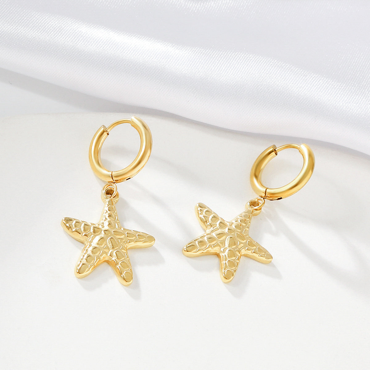 1 Pair Simple Style Classic Style Starfish 316 Stainless Steel Titanium Steel 18K Gold Plated Drop Earrings By Trendy Jewels