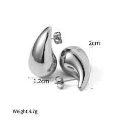 1 Pair Retro Water Droplets Plating Titanium Steel 18K Gold Plated Ear Studs By Trendy Jewels