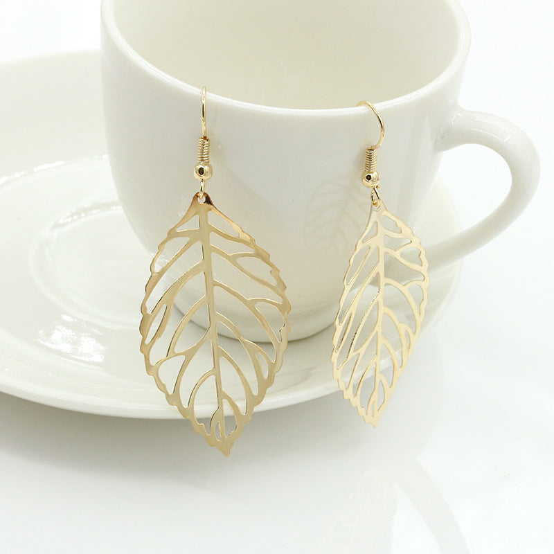 fashion leaf plating alloy no inlaid earrings By Trendy Jewels