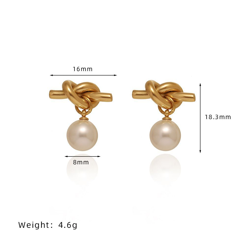 1 Pair Simple Style Solid Color Geometric Plating Inlay Titanium Steel 304 Stainless Steel Artificial Pearl Glass Pearl Drop Earrings By Trendy Jewels