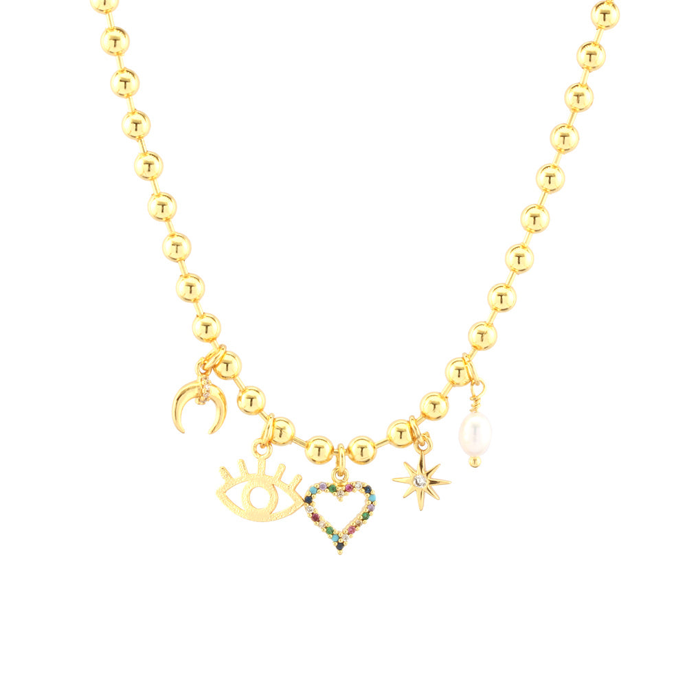 Copper 18K Gold Plated Simple Style Heart Shape Zircon Choker By Trendy Jewels