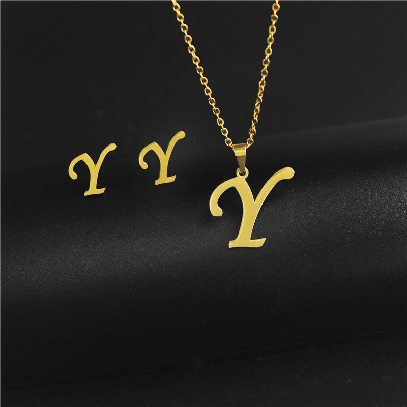 simple style letter stainless steel polishing no inlaid By Trendy Jewels